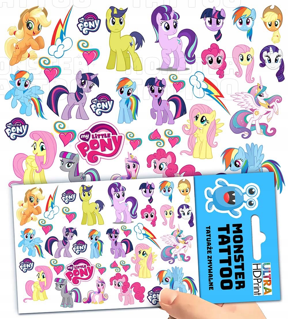 TATUAŻE ZMYWALNE TYMCZASOWE DLA DZIECI MY LITTLE PONY WZORY ORYGINALNE