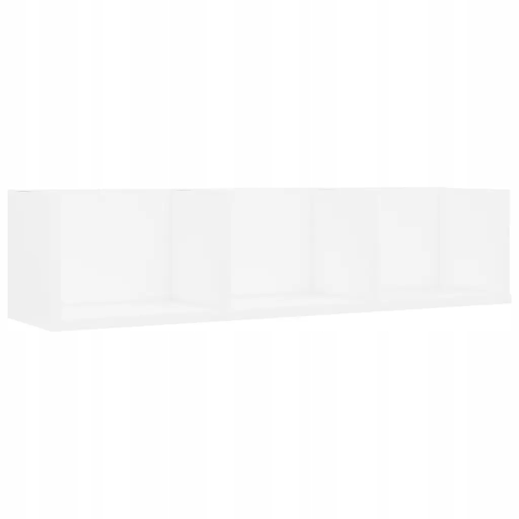 Police na CD/DVD, 3 přihrádky, bílá, 75x18x18 cm, dřevěná