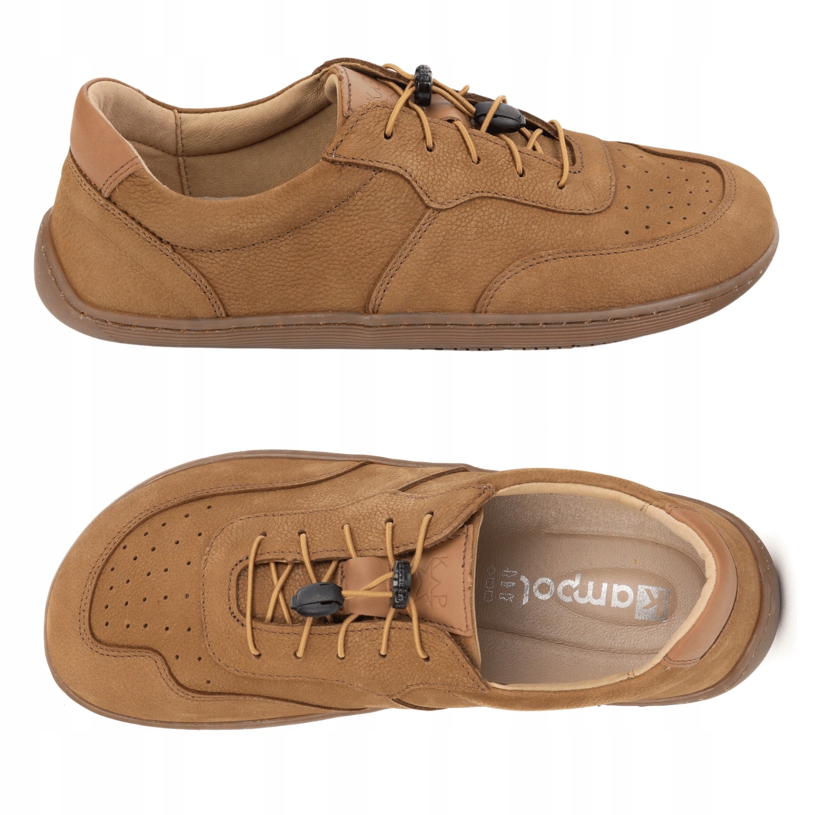 Barefoot minimalistické kožené boty 500/24 světle hnědé 36