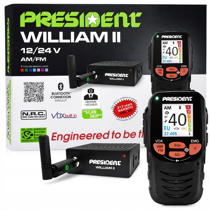 President William II Cb rádio 12/24V s bezdrôtovým mikrofónom zástrčka zap