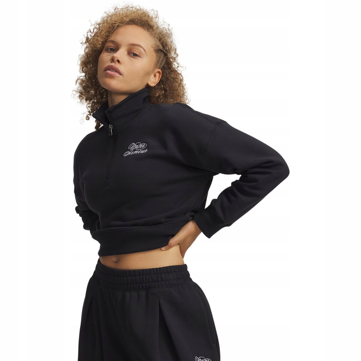 Damska bluza nierozpinana Under Armour Rival Fleece Script Hz Czarny XL