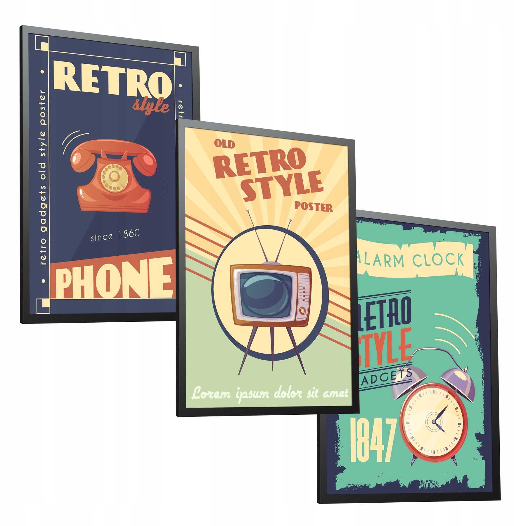 Retro Sada 3 plakátů 70x100 do obývacího pokoje