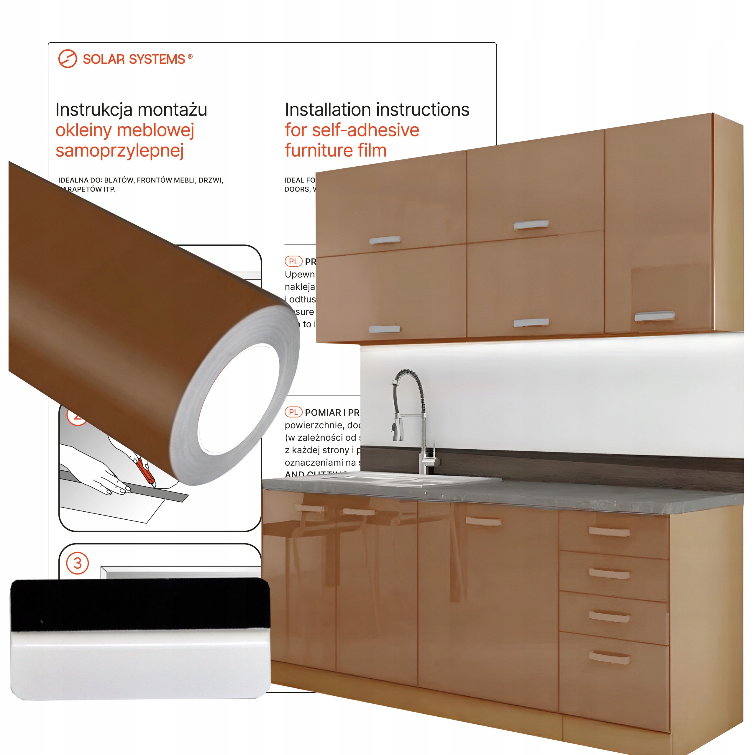 Dýha na nábytek Samolepicí Hnědá Světlá Matná 122x500 cm Pro nábytek Dveře