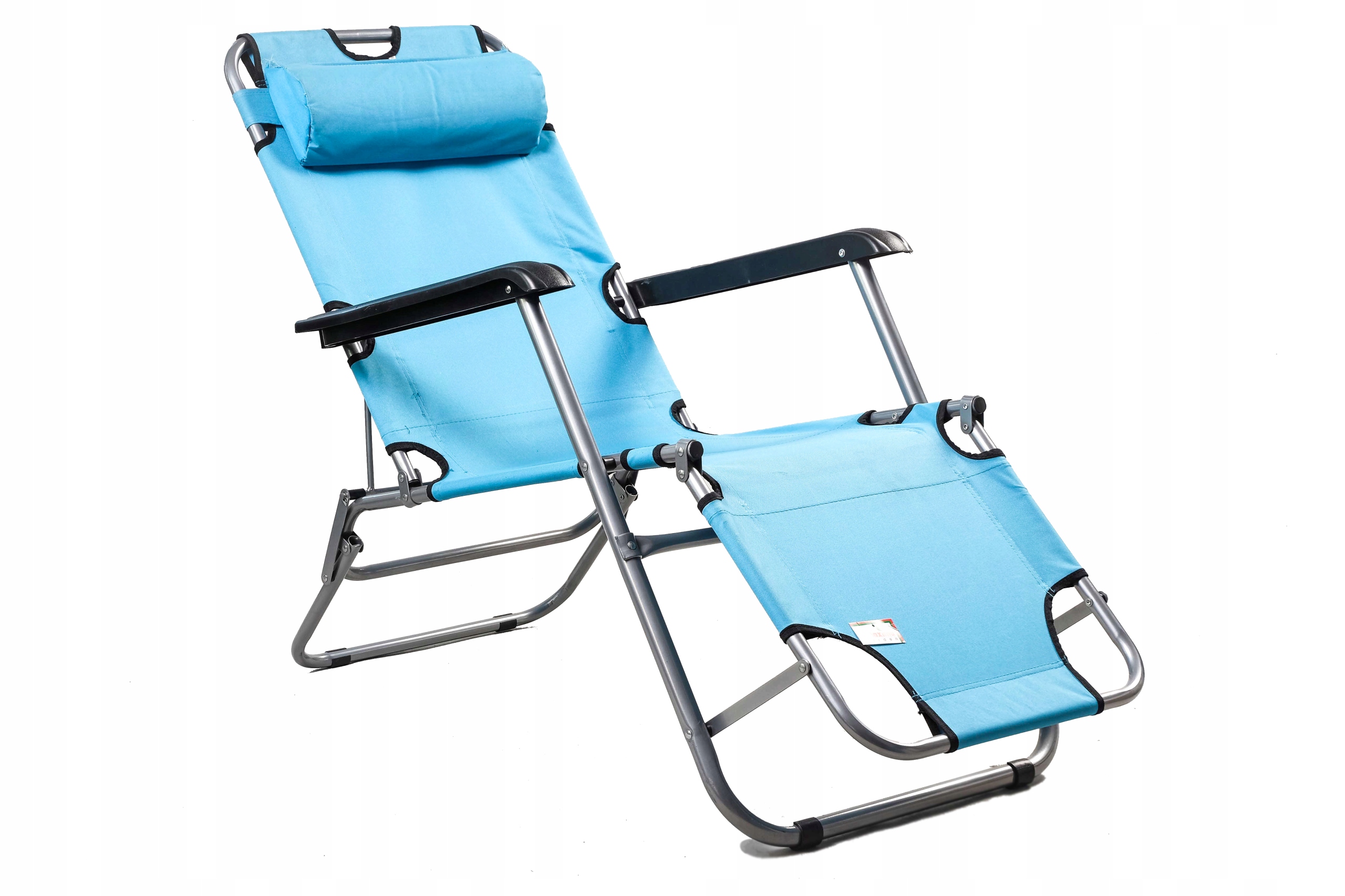 Leżak plażowy ogrodowy NIEBIESKI
