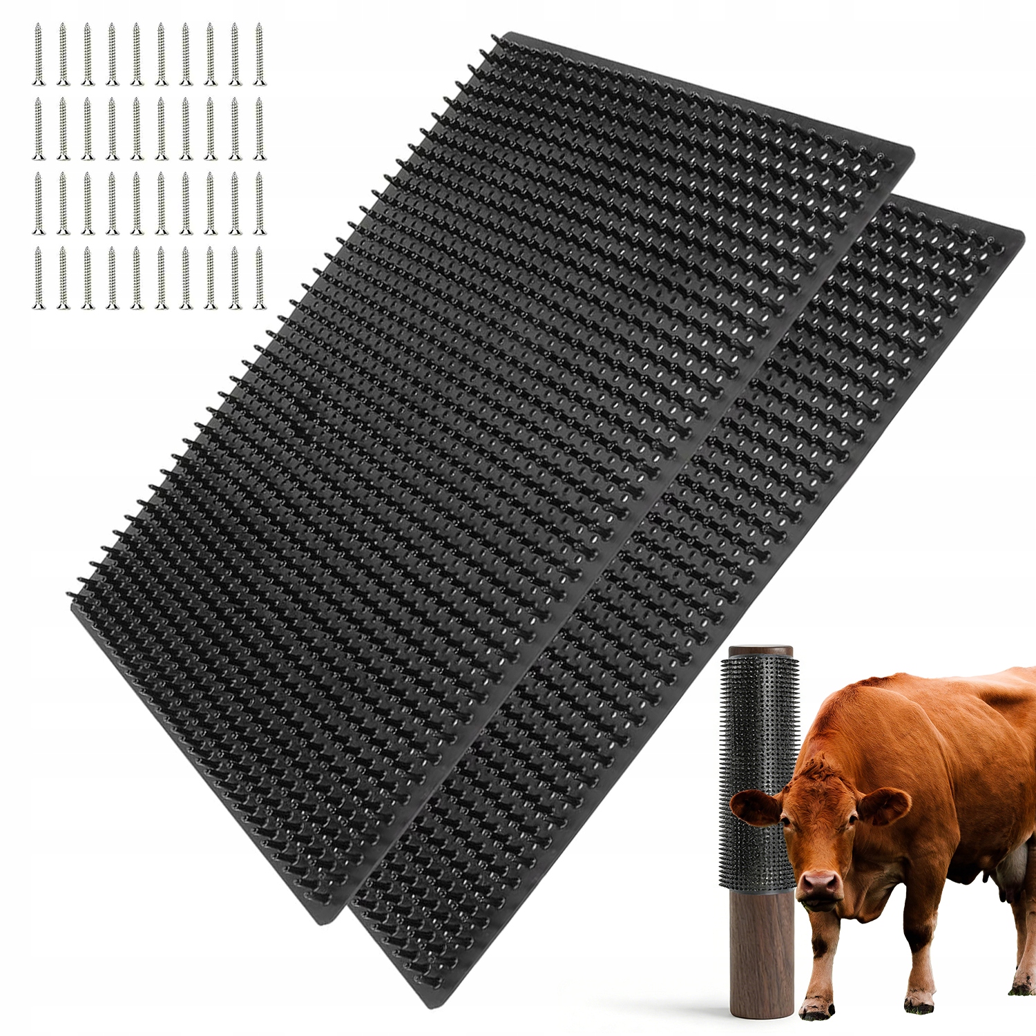 Gumová Podložka Na Škrábání Pro Koně A Dobytek 55X50 CM Černá Sada 2 Kusů