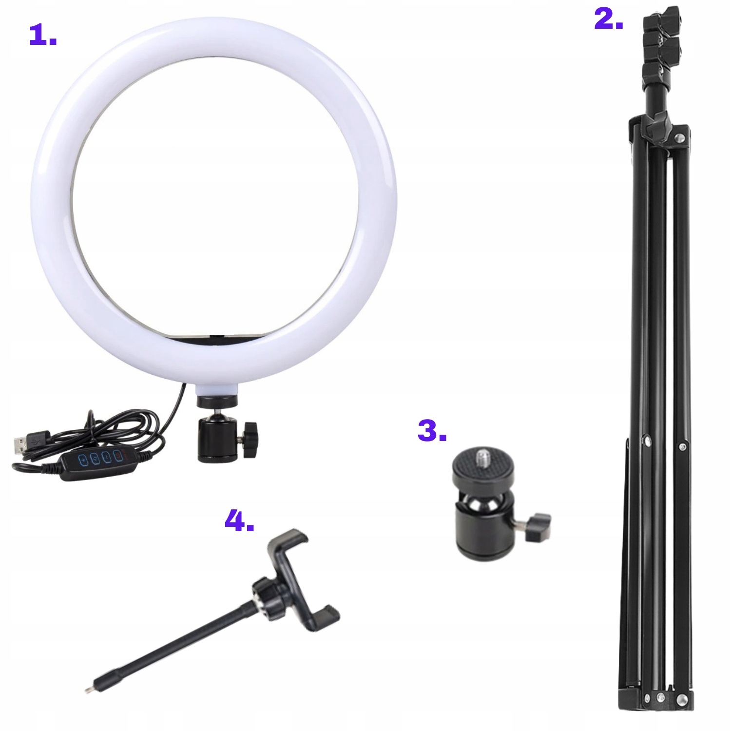 LAMPA PIERŚCIENIOWA LED RING UCHWYT +STATYW 210 CM Długość/wysokość 220 cm