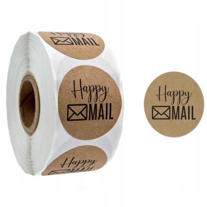 Naklejki Ozdobne Okrągłe Happy Mail 100 szt.