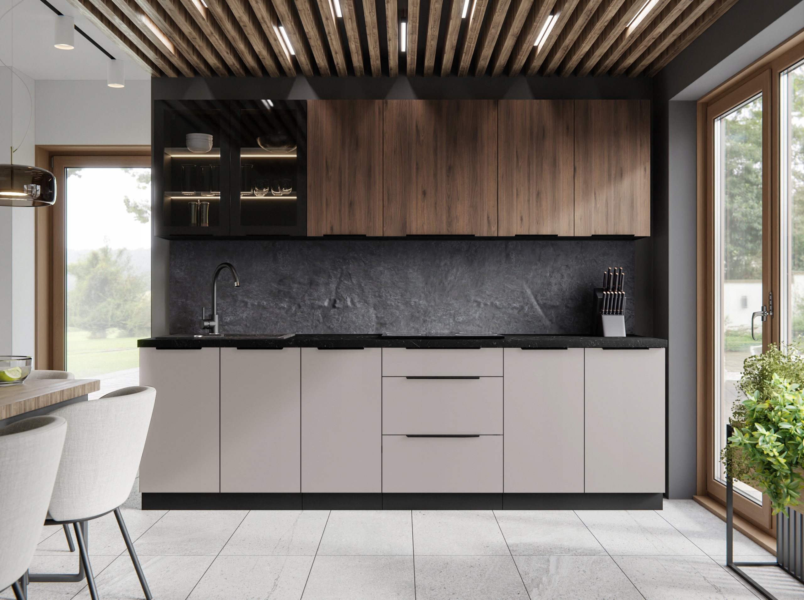 Kuchyně 260 Mivaro Ořech Okapi Kašmír Kuchyňský nábytek Sada