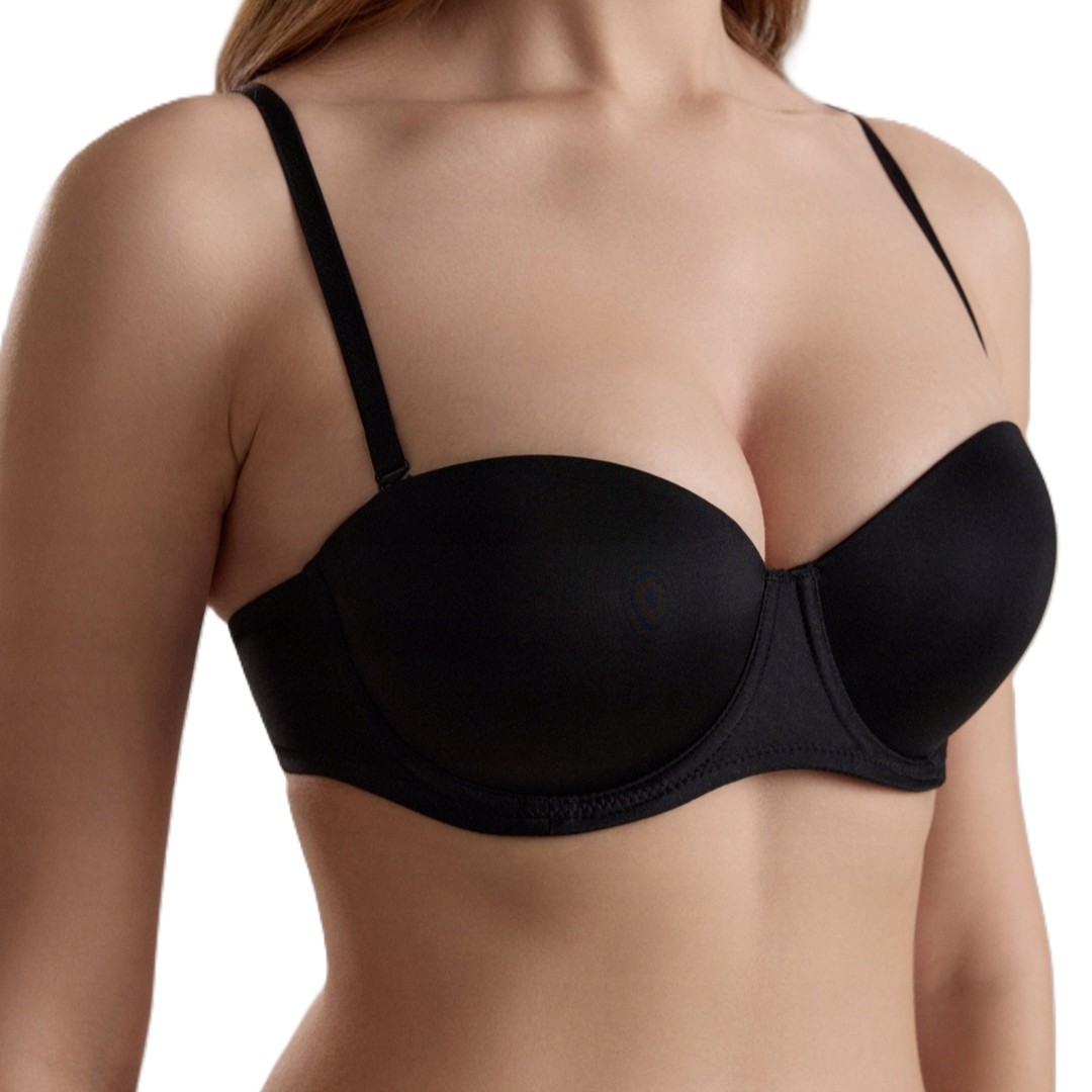 Biustonosz Balkonetka Push-Up odpinane ramiączka Conte RB8144 czarny 75D