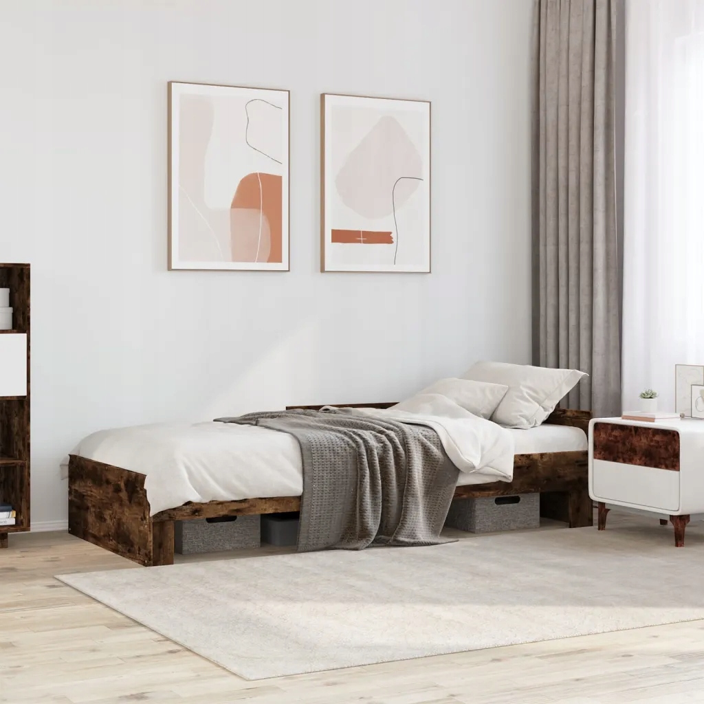 Rám postele bez matrace kouřový dub 90x190 cm kompozitní dřevo Hnědá 849590