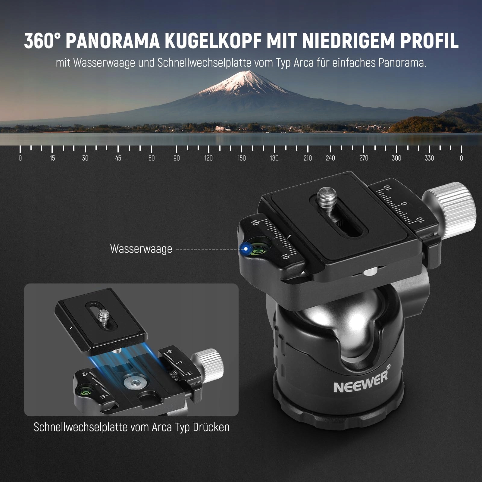 NEEWER Mini Statyw Kamera 360° Głowica Aluminiowy 50cm DSLR Camcorder — miniatura 6