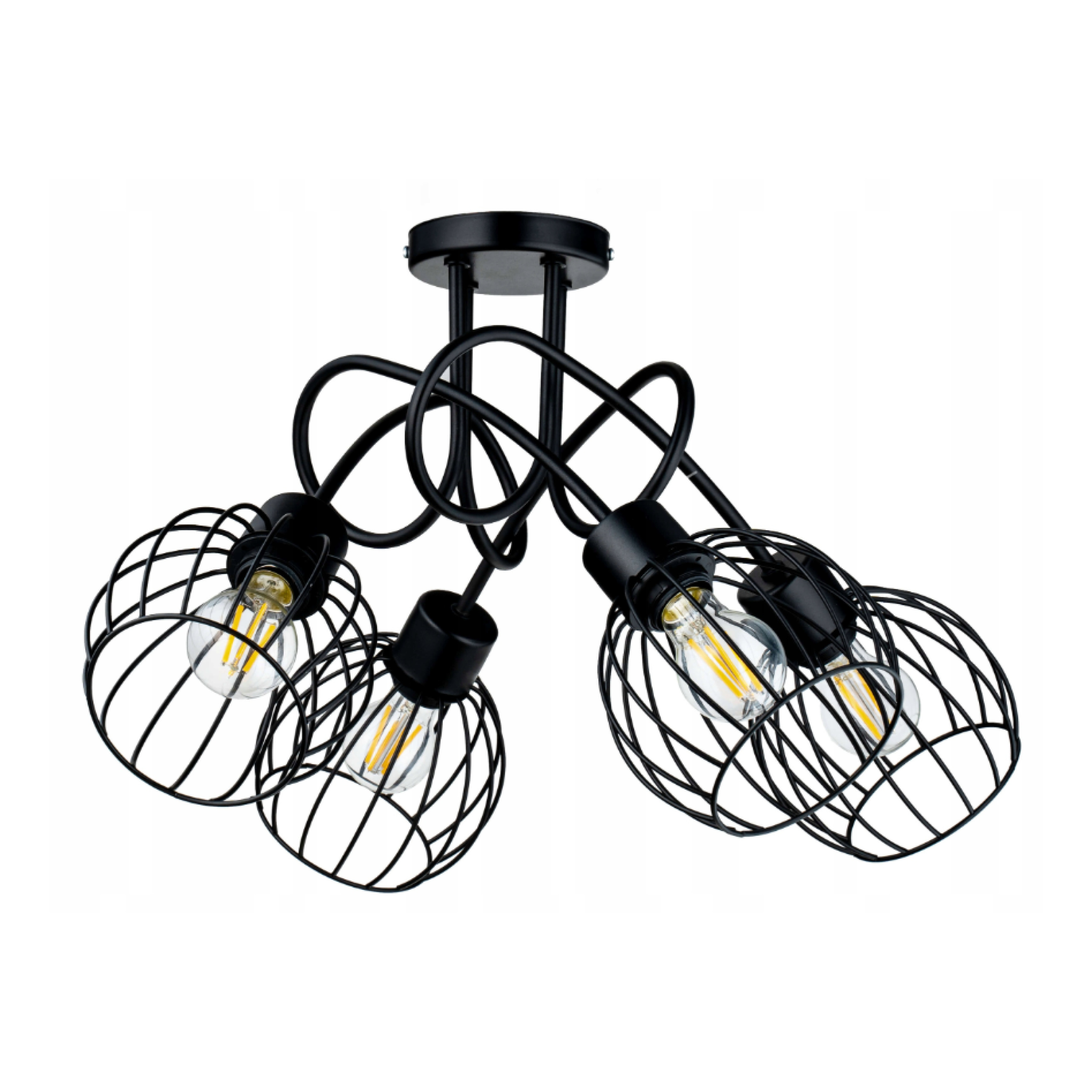 Závěsná stropní lampa Berge Loft Drátěná koule 1x E27 Černá Kovová