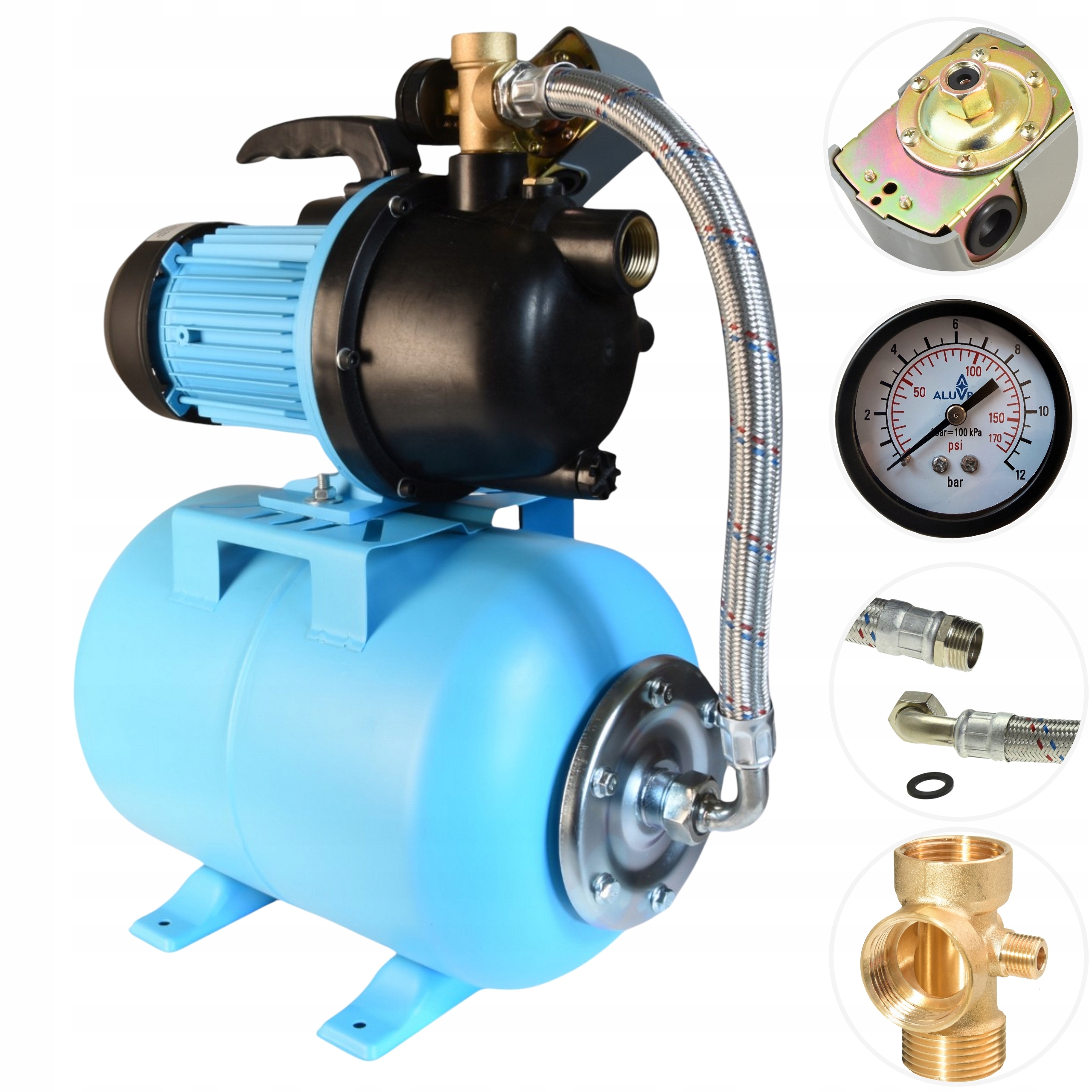 Hydrofor Na Vodu Hydroforová Pumpa 550W 50L/MIN Nádrž 24L Malá Přenosná