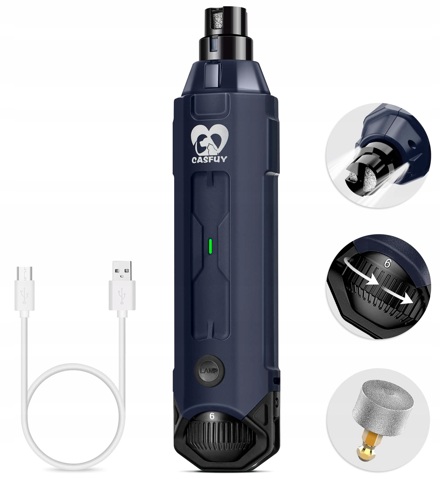 Szlifierka do Pazurów dla Psa Kota Pilnik Led Cicha 6 Biegów Usb Mocna