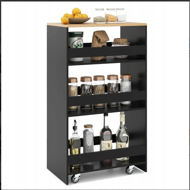 Kuchynská skrinka Costway čierna 47,5 x 30 x 80,5 cm farba prednej časti: čierna