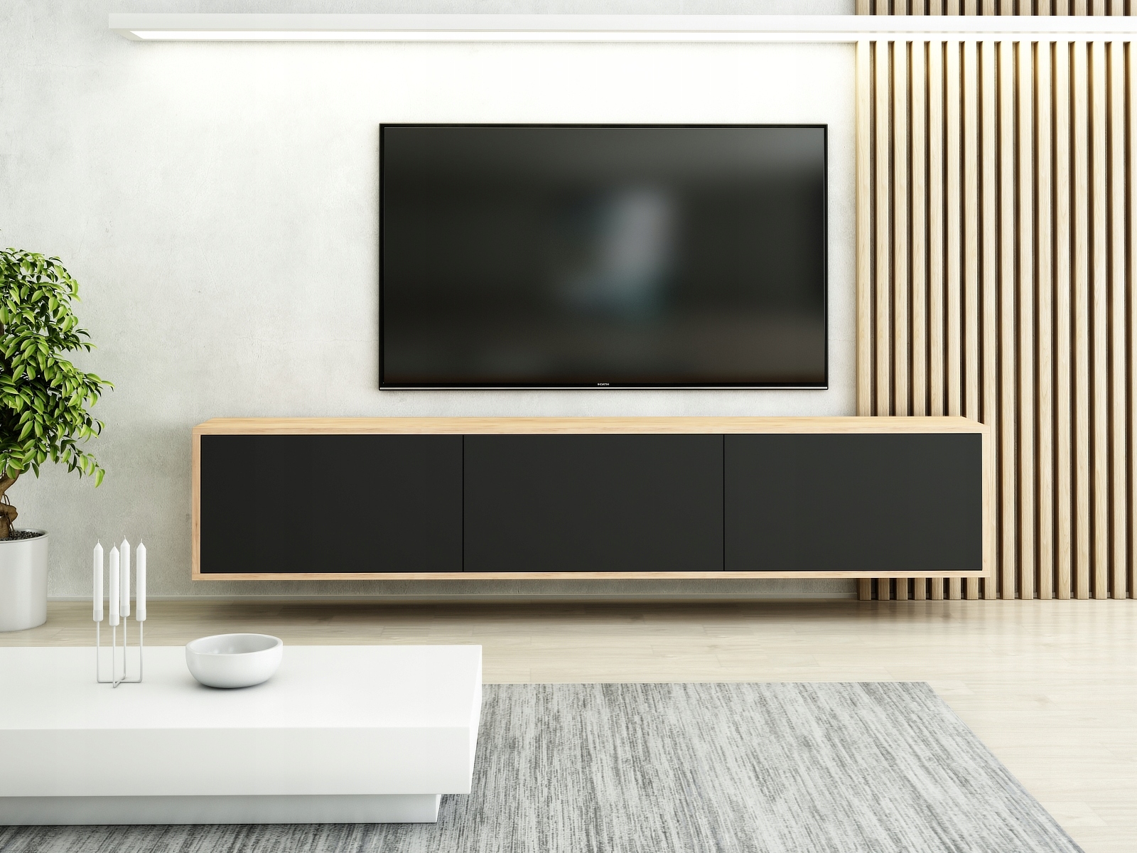 WYSOKA WISZĄCA SZAFKA RTV 200 KASZMIR NOWOCZESNA Wysokość mebla 42 cm