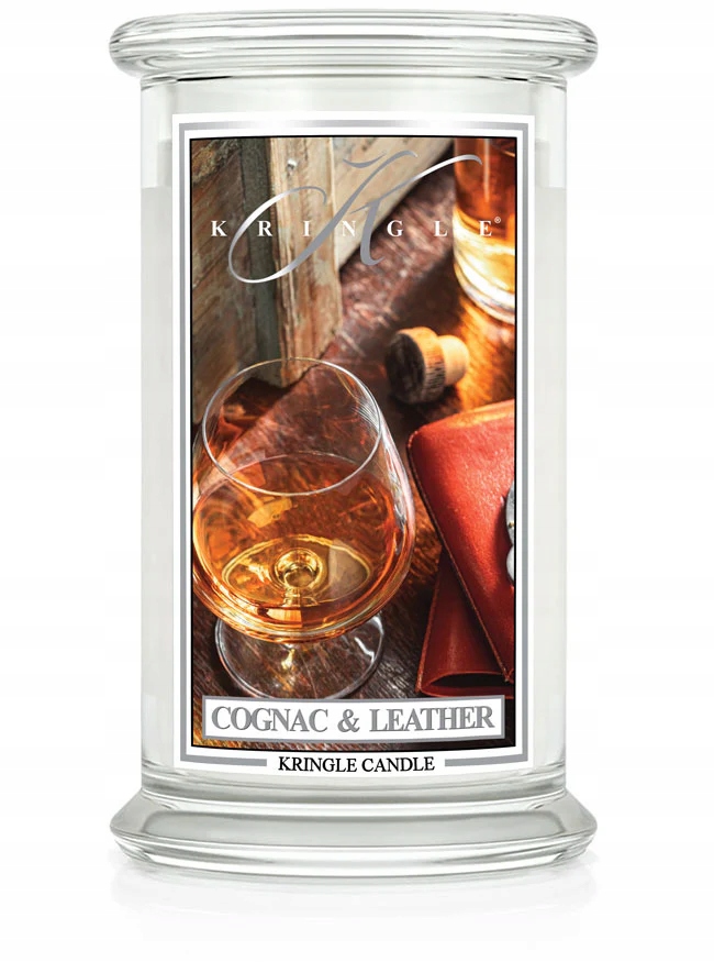 Cognac & Leather – Kringle Candle – velká svíčka se dvěma knoty (624 g)