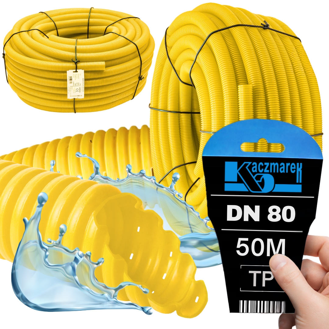 Trubka Tp Perforovaná DN80 Pvc Drenážní Hadice Fi 80 50 M Kaczmarek