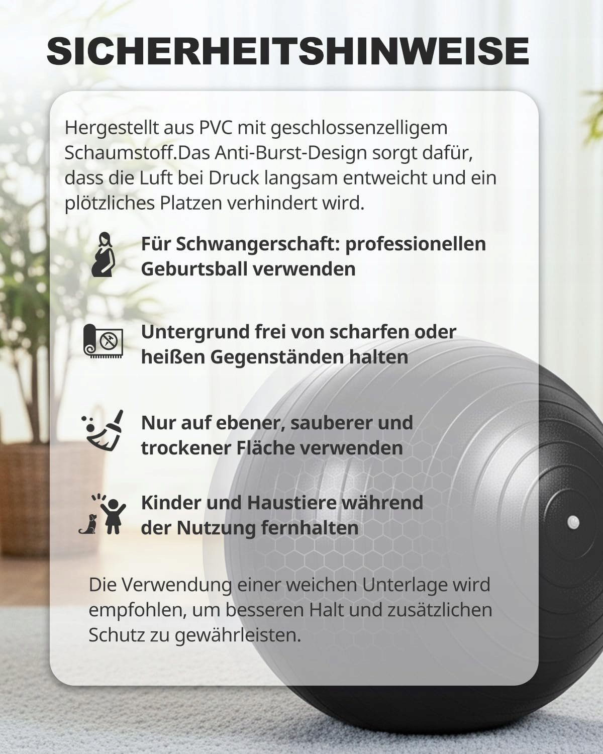 TRIDEER Gruby Piłka Gimnastyczna Ciążowa Anty-Wybuchowa 45-85 cm Fitness — miniatura 6