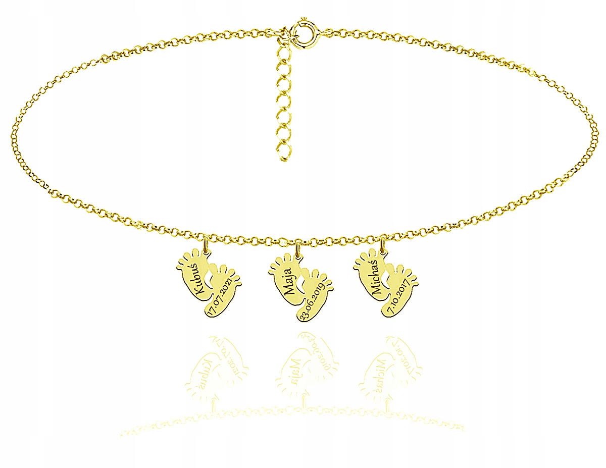 

Naszyjnik Celebrytka Stópki Stopy Pozłacane Grawer