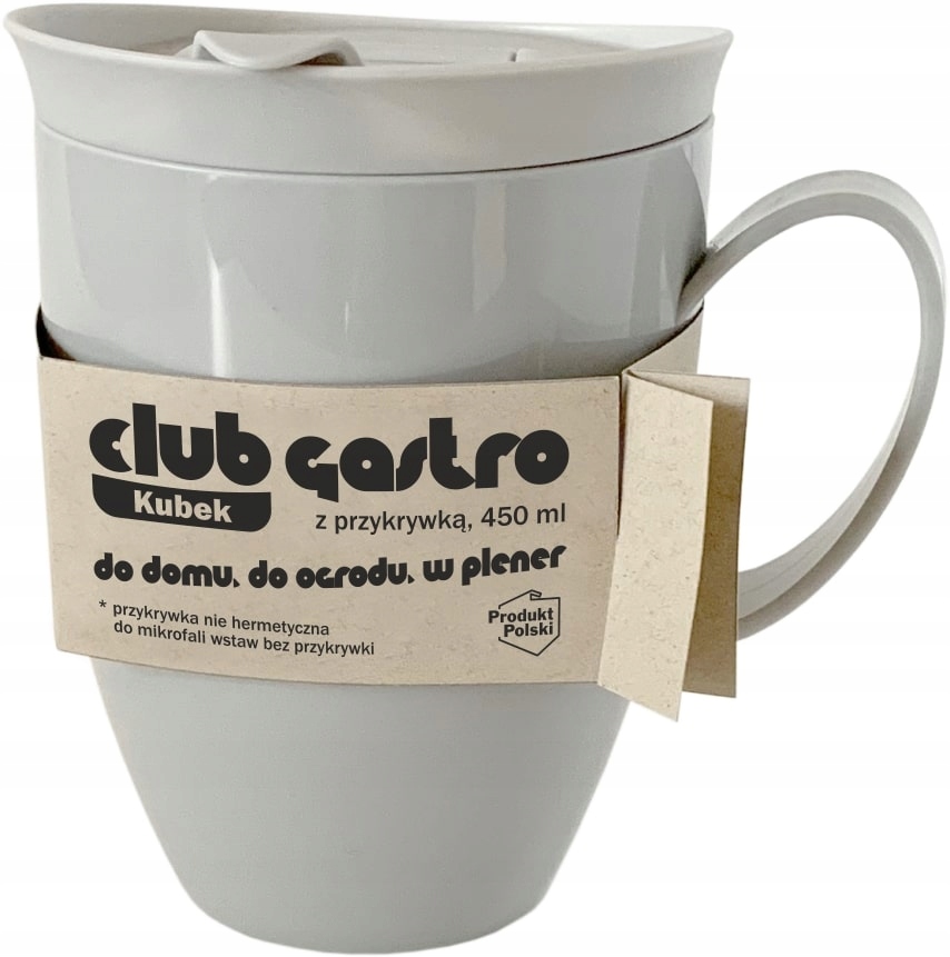 Kubek z uchem i pokrywką 450 ml wielorazowy szary EAN (GTIN) 5901764003632