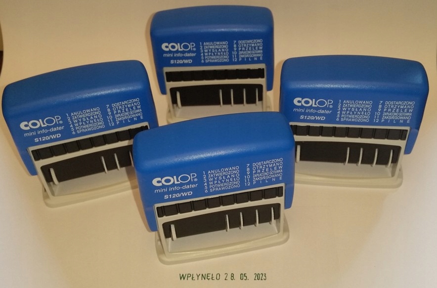 Datownik + 12 haseł WPŁYNĘŁO PRZELEW PILNE WYSŁANO