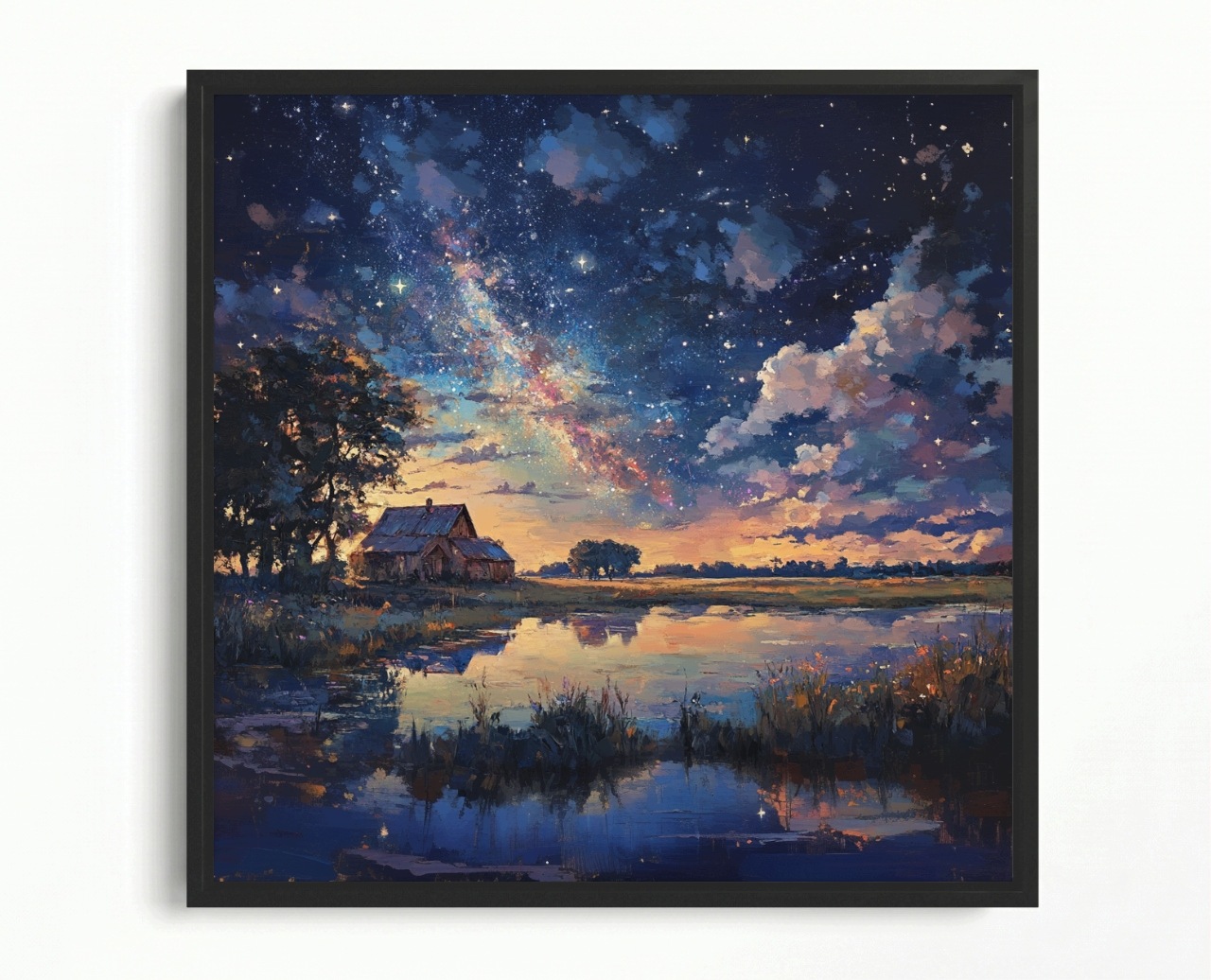 Obraz Rám Americká Krajina Noc Nebe Vesmír Hvězdy 60x60