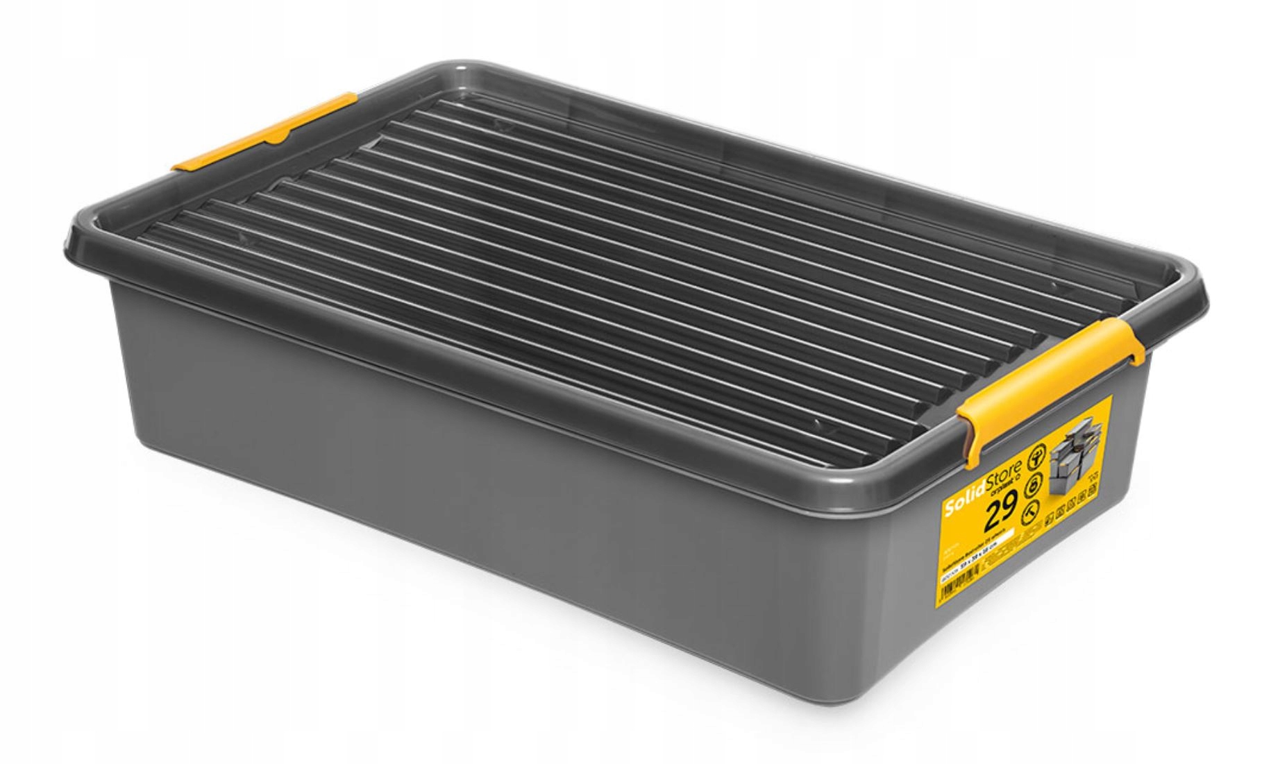 

Pudełko na kółkach z pokrywką szary 29l Solid
