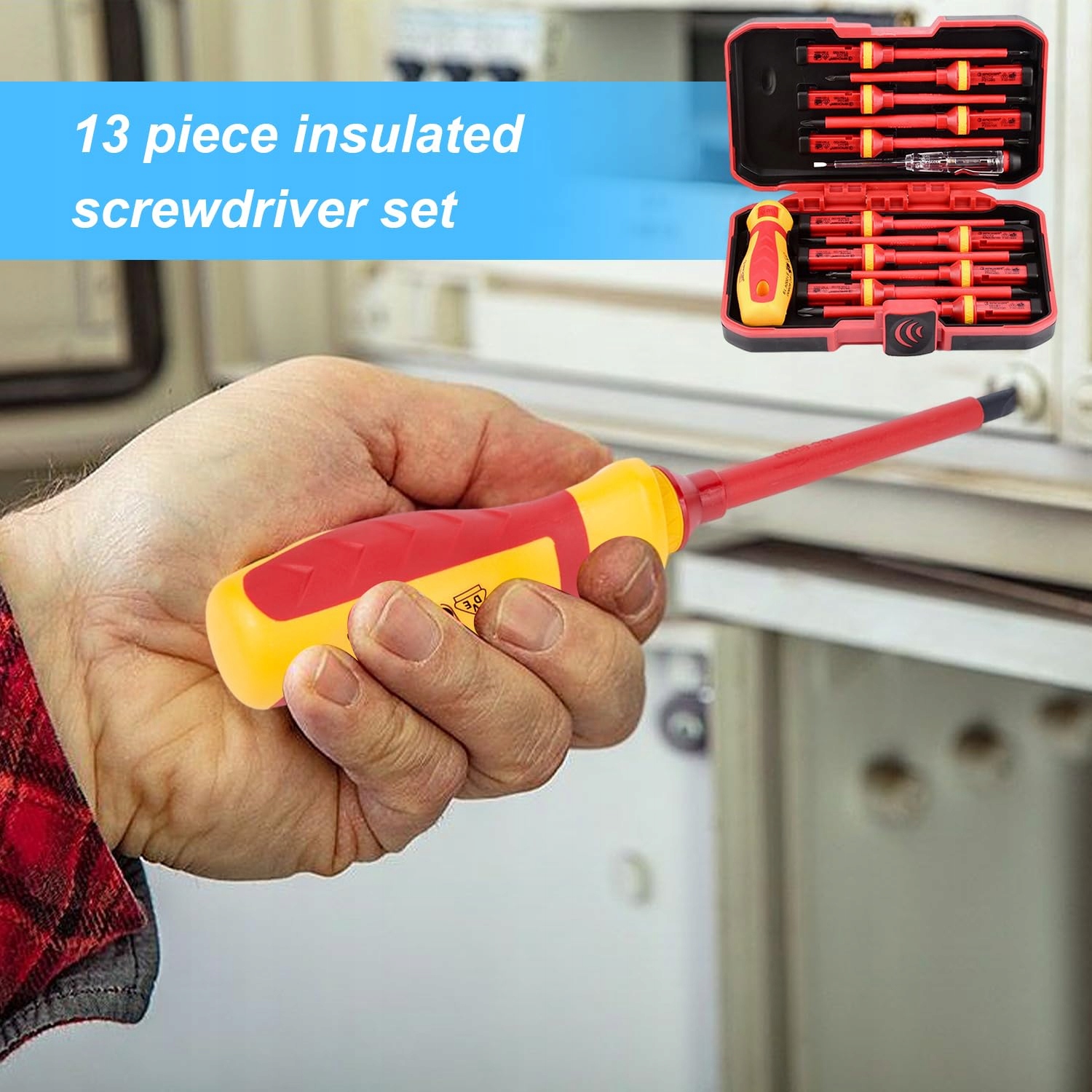 SQLJYU Zestaw 13 Wkrętaków VDE Magnetyczne Narzędzia Elektryka — miniatura 4