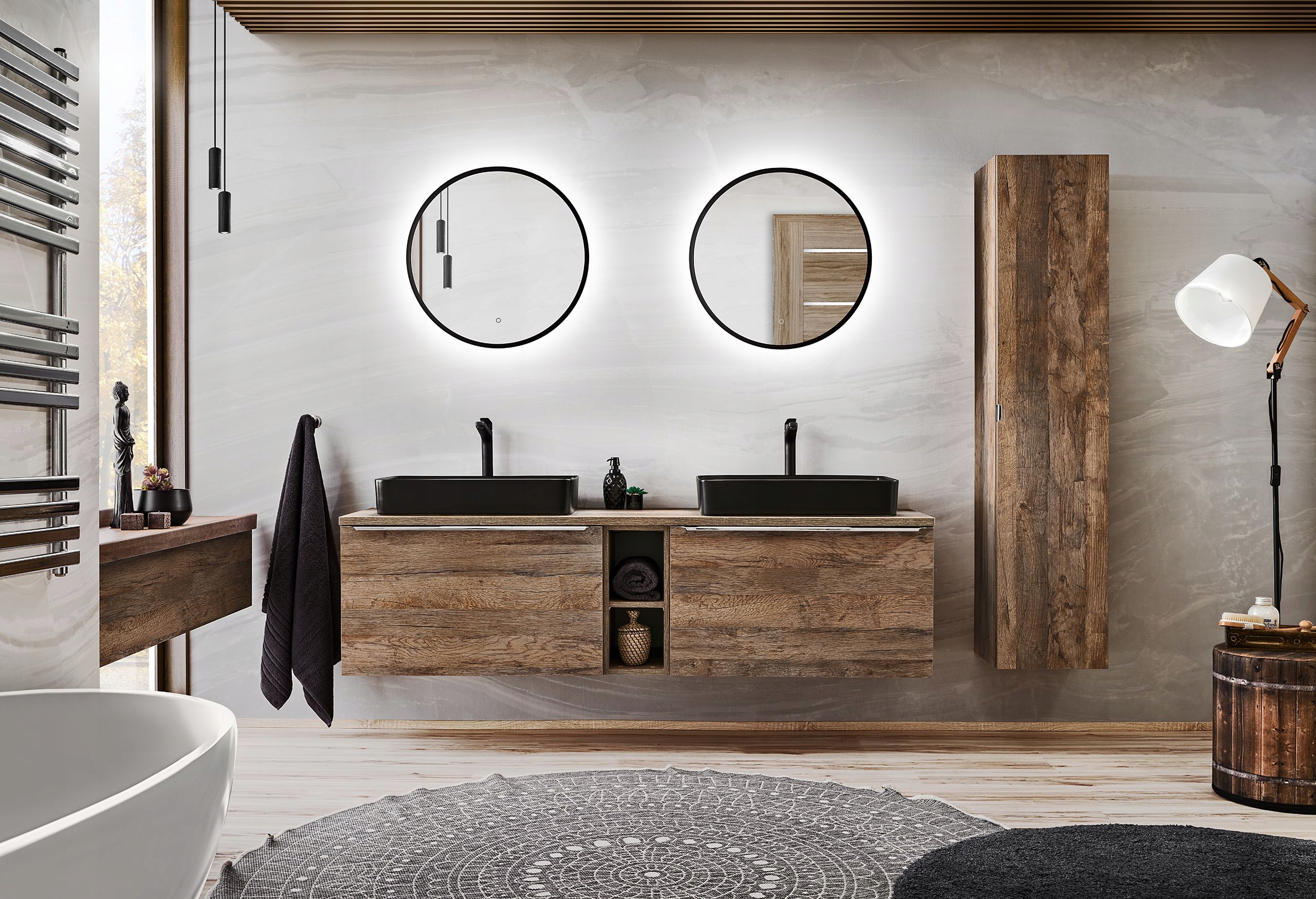 ZESTAW MEBLI ŁAZIENKOWYCH SANTA FE OAK 180 CM