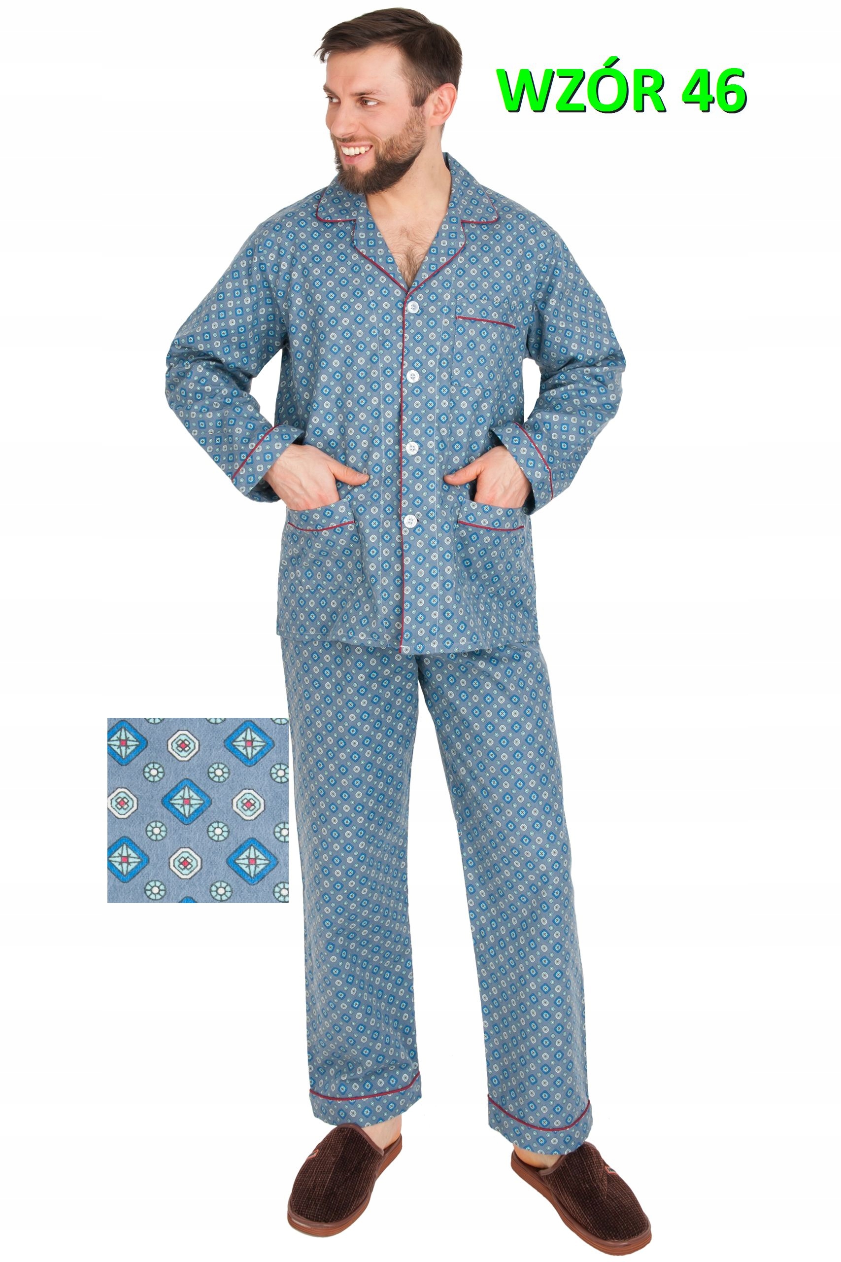 PIŻAMA MĘSKA FLANELOWA FLANELA r.XL FOR-MAX Dekolt serek/dekolt V