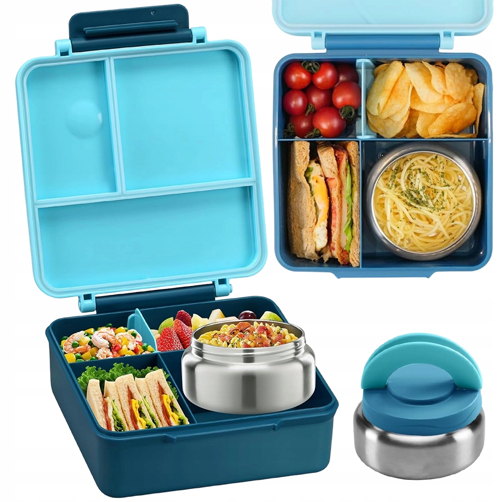 Obědový Box Do Školy S Občerstvením A Termoskou, Vzduchotěsný, Pro Děti, Obědový