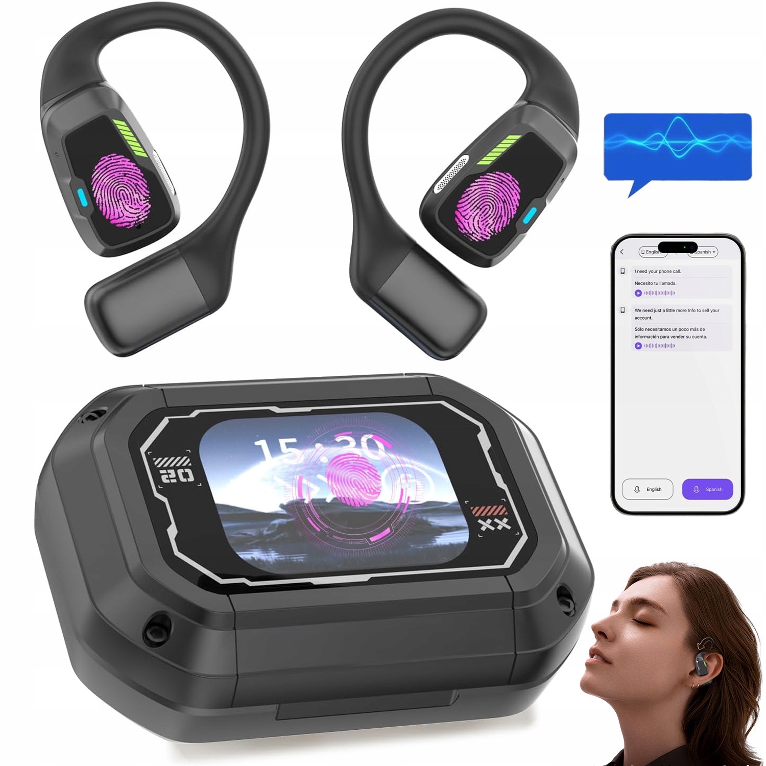 Sluchátka Překládající Lehké Bezdrátové Bluetooth Překladače Ai 165 Jazyků