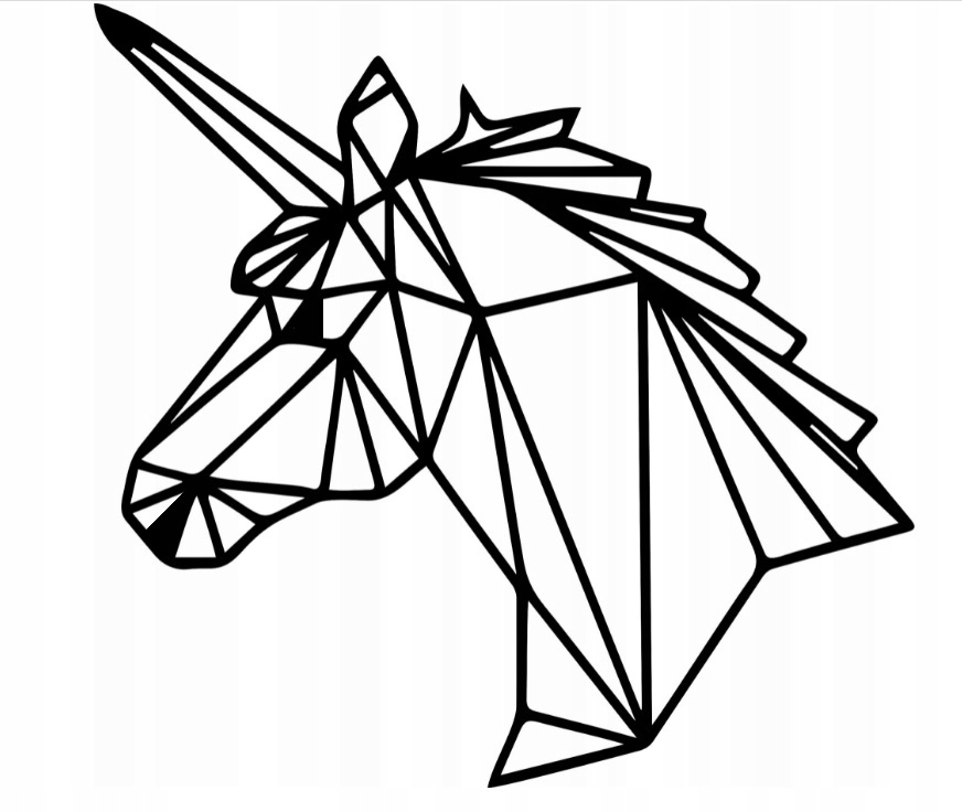 Geometrická 3D nástěnná dekorace Jednorožec 50 cm