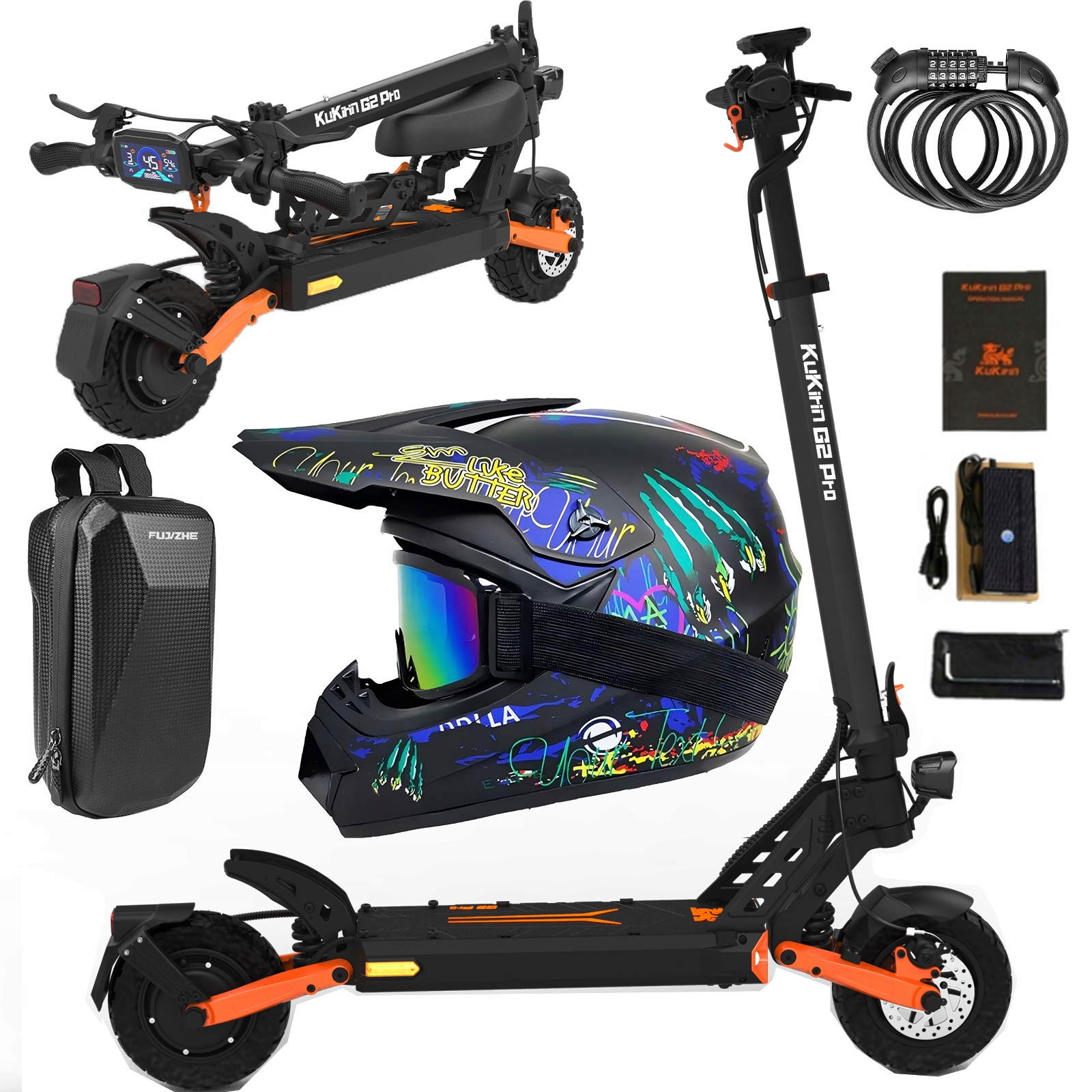 Skládací elektromobil Kukirin G2Pro 48V 15,6AH 1000W 45KM/H 58KM+9 Dárek