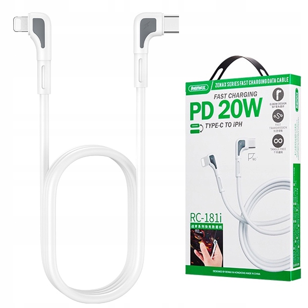

Remax Kabel kątowy Usb-c iPhone Lightning Pd 20W