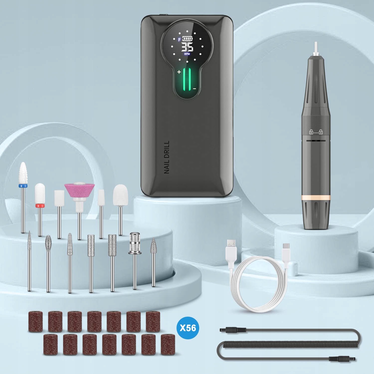 ENGERWALL Profesjonalny Zestaw Do Manicure Pedicure Elektryczny Pilnik — miniatura 4
