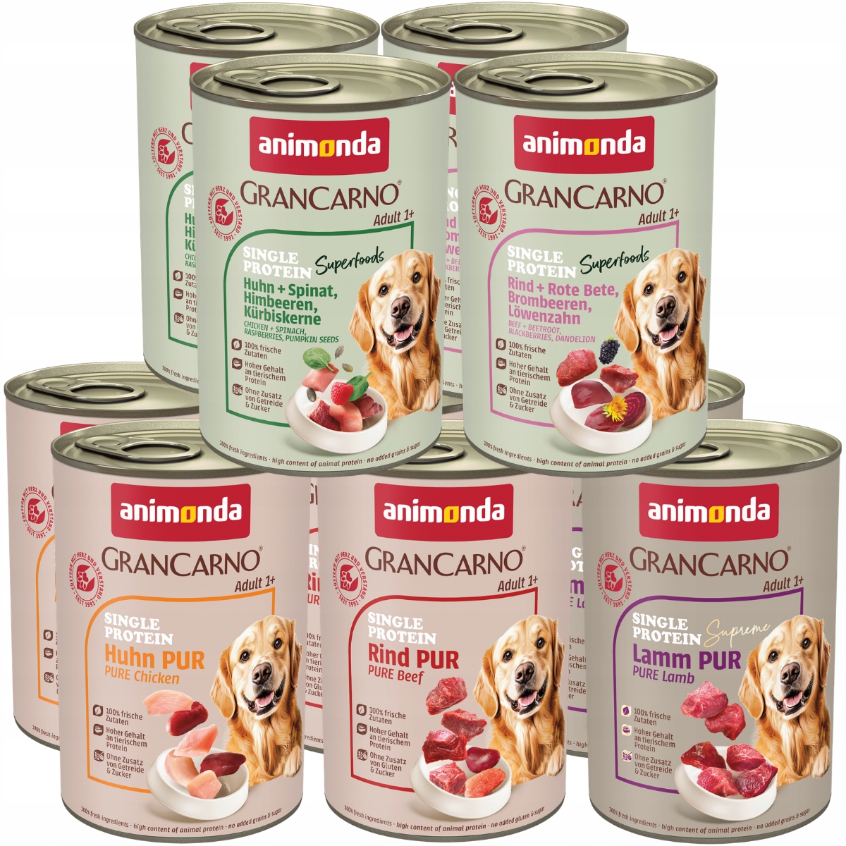 Animonda GranCarno Superfoods Single Protein Set 10x400g – Premium MIX