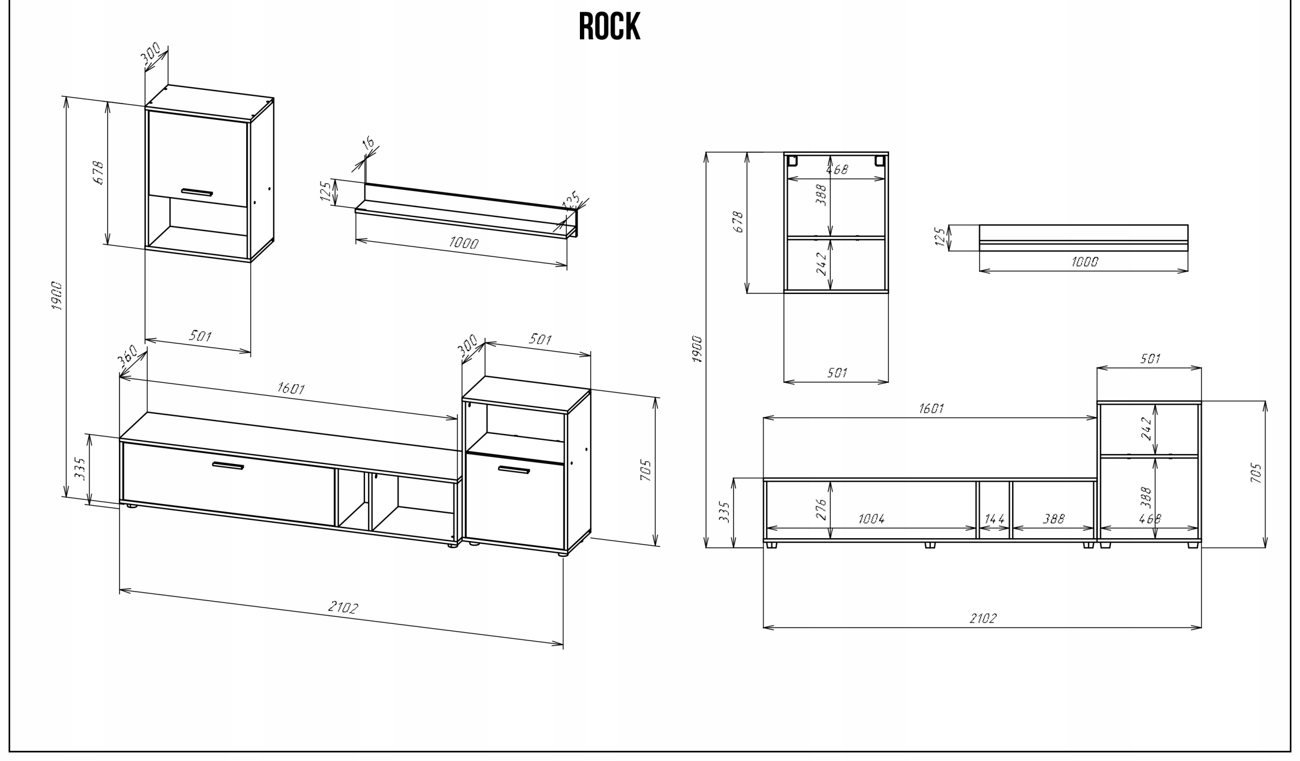 MEBLOŚCIANKA do salonu RTV PÓŁKA SZAFKI KOMODA BIAŁA ROCK Meble-Craft Marka inna