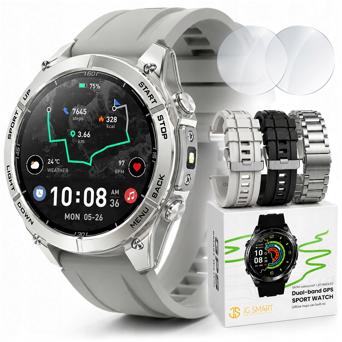 Smartwatch Pánsky Vodotesný IP69K Dual Gps Mapy Kompas Baterka Diktafón Ai
