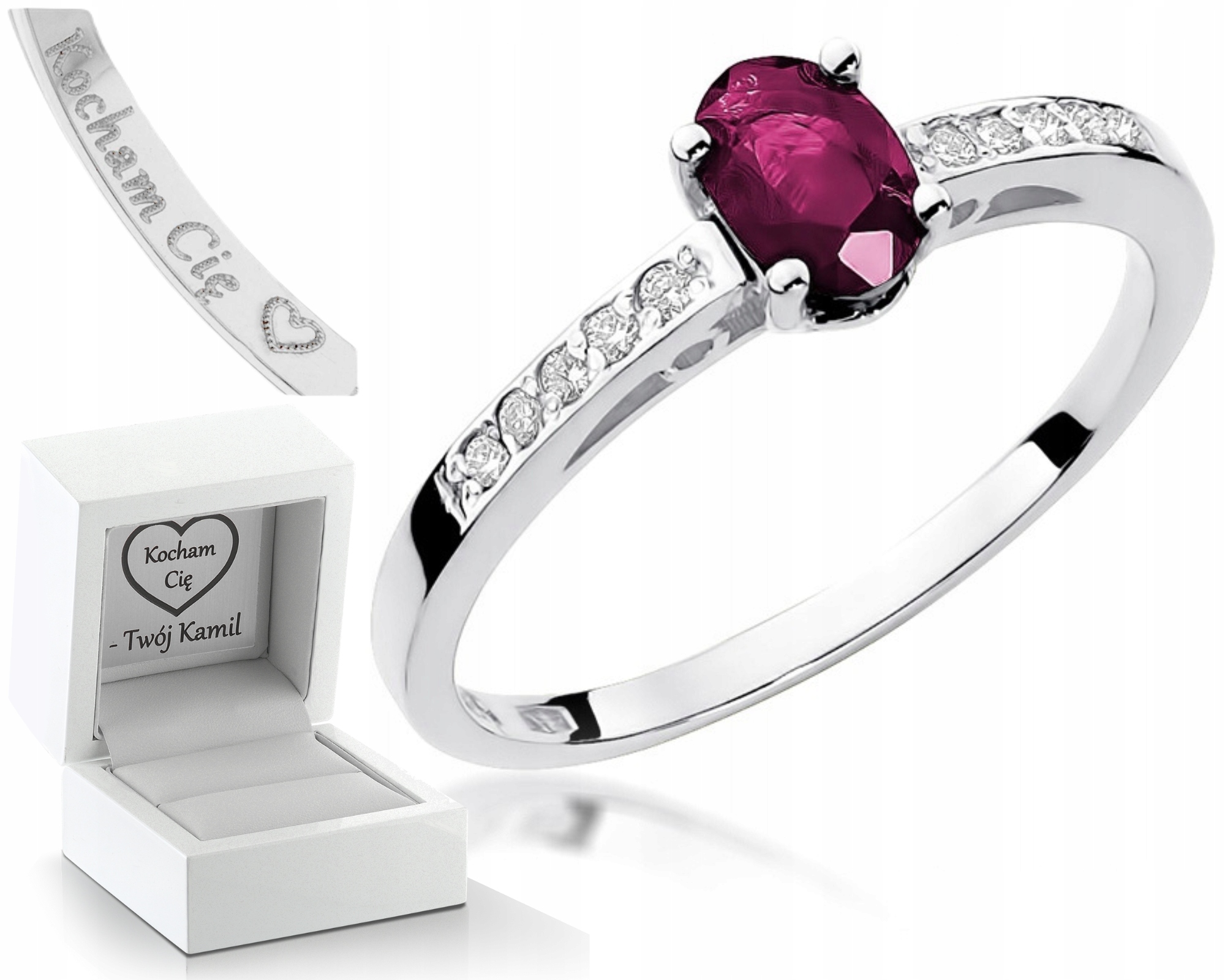 Prstýnek Rubín Brilianty 585 Gravírování Bonus