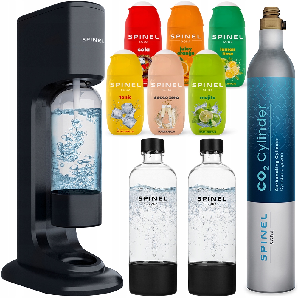 Výrobník Sody Spinel Soda BubbleON Na Sycení Vody 2 Lahve 6 Sirupů Do 10 L