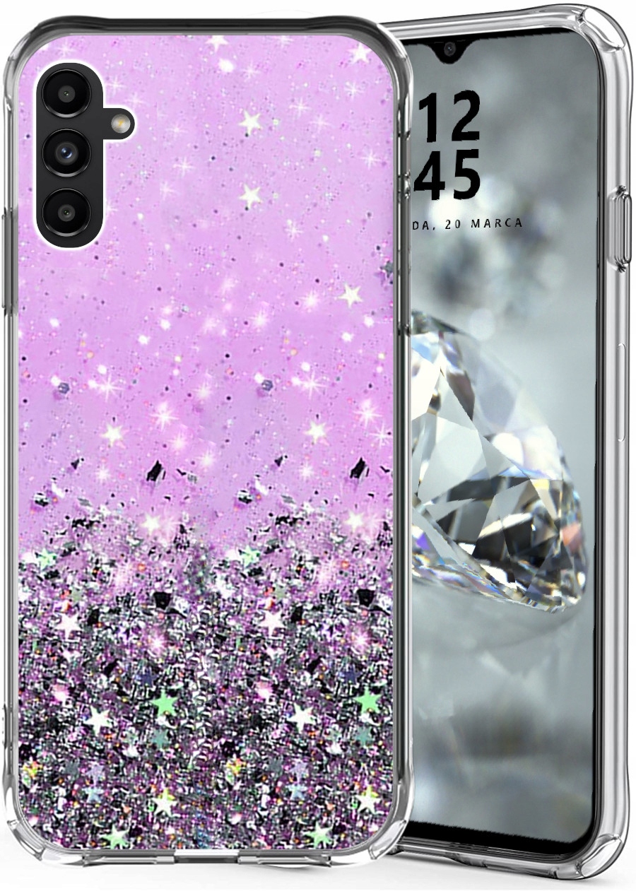 

Etui Do Samsung A14 4G 5G Kolorowy Brokat Szkło