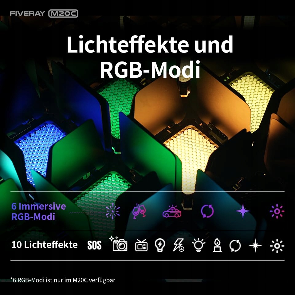 ZHIYUN Fiveray M20C Combo Lampa RGB LED 20W Magnetyczna Do Streamingu — miniatura 5