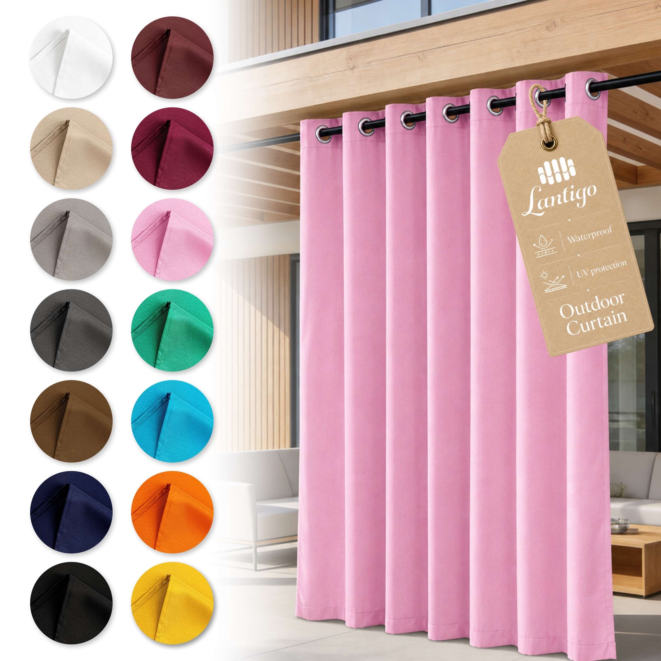 Lantigo Zahradní závěs světle růžová 155x180 cm Uv pergola terasa oka