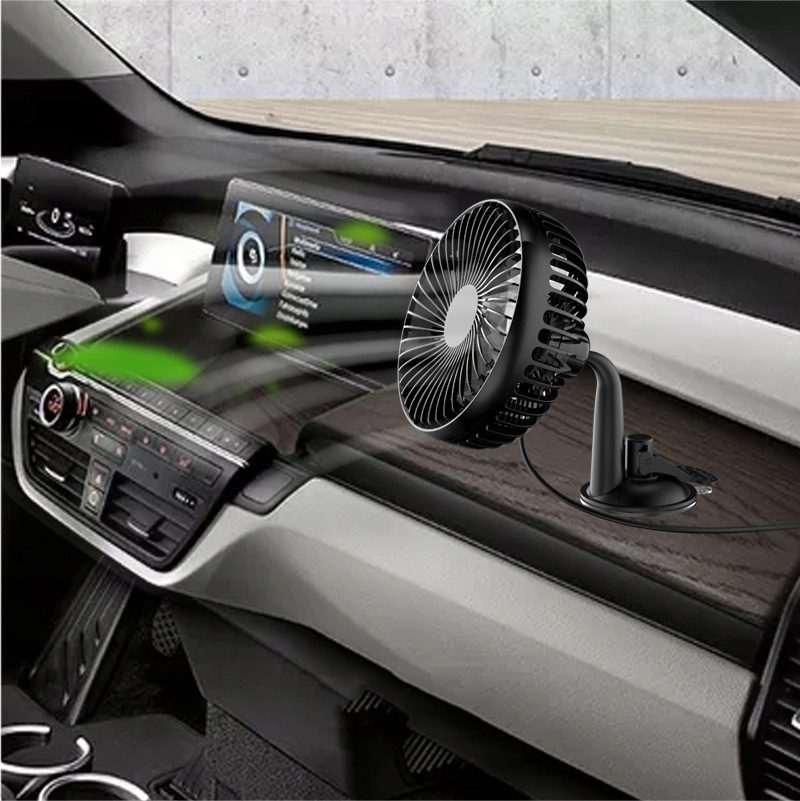 WENTYLATOR MOCNY SAMOCHODOWY WIATRAK NA PRZYSSAWKA USB 12V/24V Producent bez marki