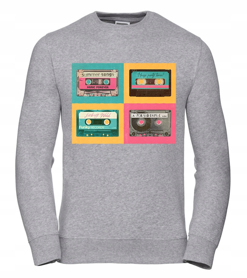Dámská retro Mikina Cassette, velikost 2XL, šedá