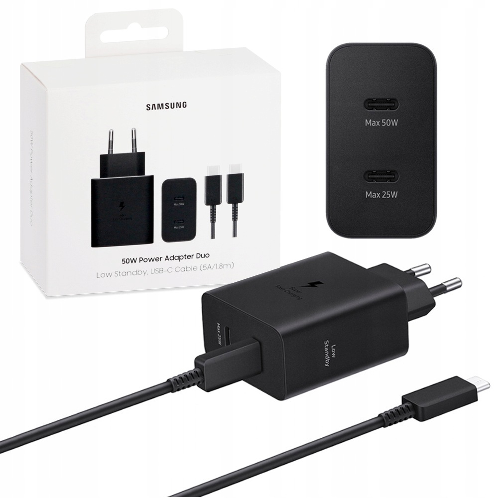 Originální síťová nabíječka Samsung Sfc Pd 50W Dva Porty Usb-c kabel