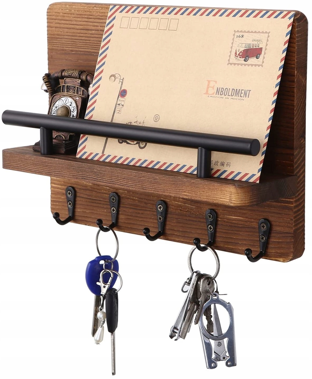 

Wieszak Organizer Na Klucze Z Półką Ścienny Drewno