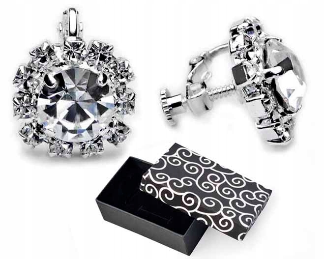 

Klipsy Srebrne Swarovski Kryształy Duża Cyrkonia
